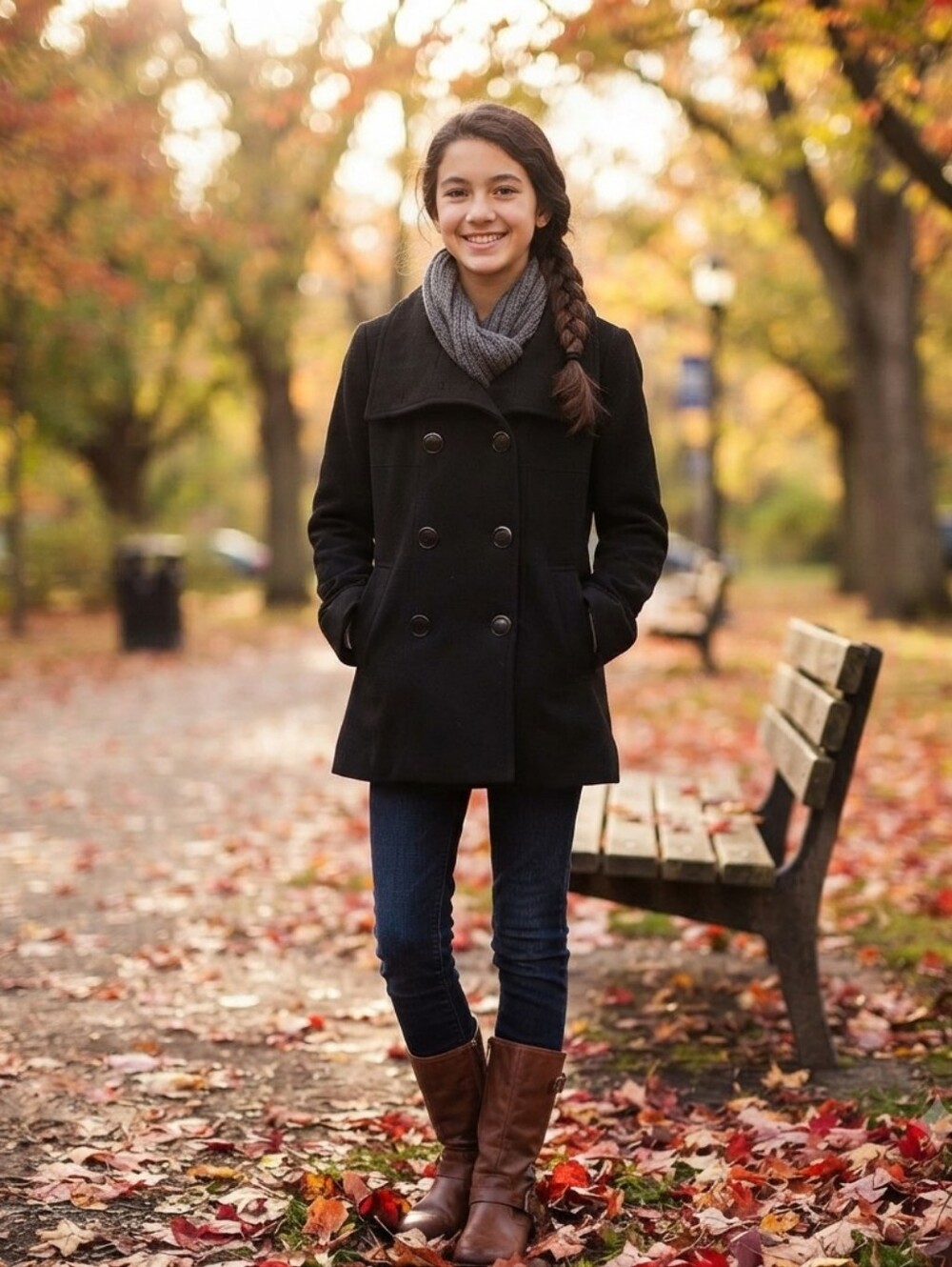 GAP Black Double-Breasted Pea Coat with Wide Collar